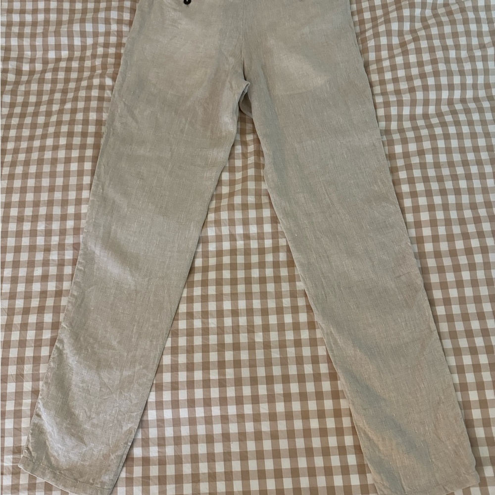Mango Tan 100% LINEN TROUSERS